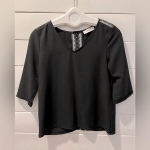 AXARA Paris black blouse  V-Neck Women's size M New